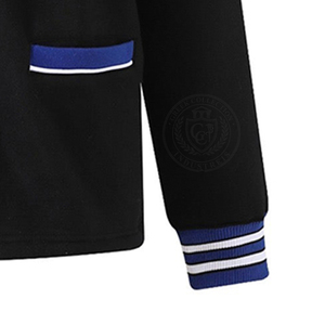 Cárdigan Negro para Mujer con Rayas Azules y Blancas, de Algodón y Felpa, Tejido con Bordado de la Letra Zeta Phi B, Cuello en V, Manga Larga, Estilo Preppy - Product Image 6