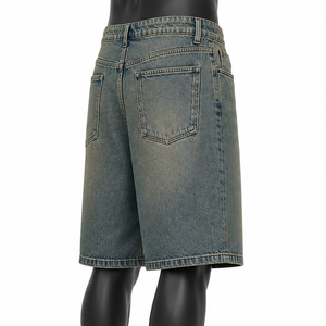 Men’s Vintage Washed Denim Jorts Loose Fit Casual Knee Length Baggy Jean Shorts for Summer Streetwear - Product Image 5