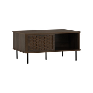 Midcentury Modern Durable Sliding Door <b>Coffee</b> <b>Table</b> in <b>Walnut</b> Finish for Living Room Furniture and Hospitality - Product Image 1
