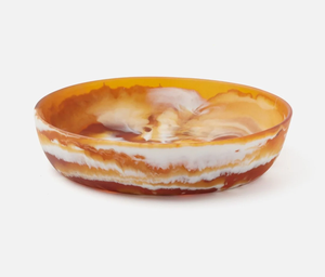 Unique Amber Swirl Artisan Polished Poured Resin Eco-Friendly Display Bowl Luxury Decorative Centerpiece Modern Living Room - Product Image 1