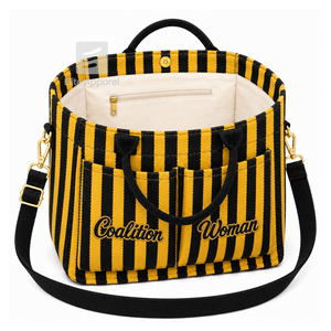 Custom NCBW Coalition Tote <b>bag</b> Black and gold Embroidered Logo Striped Daily Use <b>Large</b> Capacity <b>Canvas</b> Tote <b>bag</b> - Product Image 2