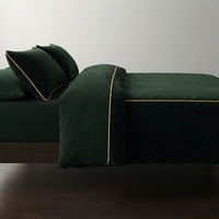 Housse de couette en velours vert/Razai 3 pièces, couleur unie, style classique, usage domestique hivernal, anti-boulochage, lavable en machine