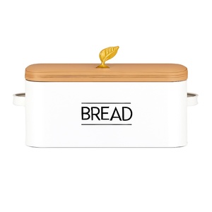 Caja de pan de Metal dorado de primera calidad con tapa de madera Almacenamiento elegante para aperitivos de pan Recipiente de cocina decorativo moderno para uso doméstico - Product Image 1