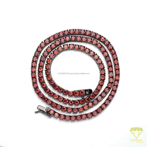 Collier tennis en argent sterling 925 avec diamant de laboratoire rond et serti entrelacé, bijoux de luxe tendance - Product Image 2