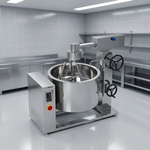 Olla de vapor encamisada con inducción y rotación Amicook 380V/440V, modelo moderno, automático, profesional, basculante, con agitación, de gran capacidad. - Product Image 3