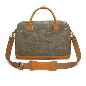 Sac à bandoulière unisexe en cuir de vachette grande capacité, sacoche d'affaires vintage en cuir véritable avec compartiment amovible pour ordinateur portable, motif géométrique - Product Image 5