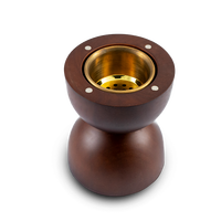 Brûleur d'encens en bois bicolore moderne en gros, encensoir de luxe en bois de manguier avec couvercle en maille et pinces dorées pour la décoration intérieure