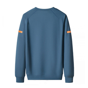 Sweat-shirt à manches raglan bleu pour homme, couleur unie, col rond, tricot décontracté, vêtement d'automne, coupe classique - Product Image 2