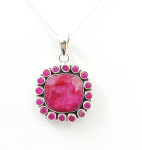 Colgante de Ágata Multirubí Natural Hecho a Mano con Marco de Plata Sólida y Diseño Floral, Joyería India al por Mayor - Product Image 2