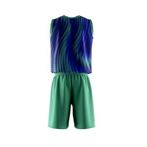 Conjunto de Camiseta de Baloncesto con Cuello Corazón y Estampado Digital Personalizado para Hombre, Mangas Cortas, Pantalones Cortos Verdes Sólidos, Secado Rápido, Antibacteriano - Product Image 1