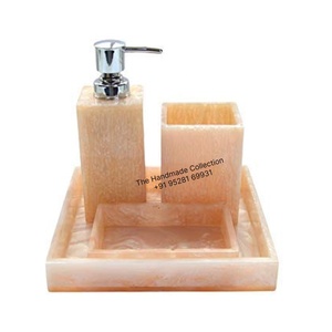 Collection artisanale classique en résine, ensemble de salle de bain cinq pièces avec porte-savon, distributeur, anti-odeur, écologique, facile à nettoyer - Product Image 4