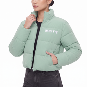 Women's Casual <b>Short</b> Padded <b>Jacket</b> Quilted Winter Coat Long <b>Sleeve</b> Zip Front Warm Polyester Outerwear <b>Jacket</b> - Product Image 3