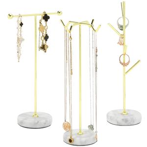 Elegante Organizador de Joyas con Soportes de Diseño Múltiple, Ganchos para Collares, Brazos para Pendientes, Base Redonda, Exhibidor de Vanidad con Estilo - Product Image 4