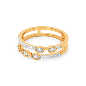 Anillo de Doble Hilera con Diamantes Cultivados en Laboratorio, Corte Marquise, Estilo Rítmico - Product Image 1