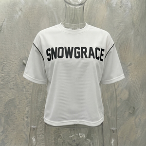 Snowgrace Mesh T-<b>Shirt</b> Men's Oversized Short Sleeve Breathable Casual O-Neck White Letter Print Style - Product Image 4