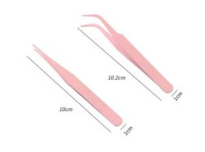 Pinzas Quirúrgicas de Precisión Morje para Pestañas, Acero Inoxidable, Punta Lisa de 10 mm, Agarre Perfecto, Juego de Colores Rosa, Morado, Menta y Azul para Maquillaje - Product Image 2