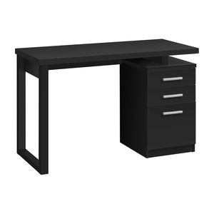 Modern 48\"L Home Office <b>Computer</b> <b>Desk</b> with Storage Drawers Contemporary <b>Black</b> Laminate for Laptop Work in Left-Right Set up - Product Image 2