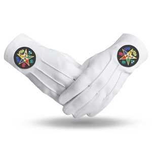 ถุงมือผ้าฝ้ายสีขาวลายตราสัญลักษณ์เมสัน ยาวถึงข้อมือ - Product Image 1