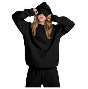 Oversized Printed Fleece Women's Eco-Friendly Hoodie Built-In <b>Eye</b> <b>Mask</b> Front Airplane Mode Travel Design Hidden Pockets Solid - Product Image 4