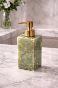 Distributeur de savon liquide en onyx vert fait main de qualité supérieure avec pompe en laiton pour la cuisine et la salle de bain - Product Image 2