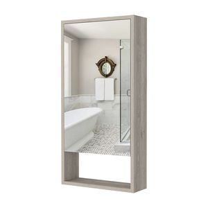 Armadietto Portamedicinali Rettangolare Burlington Grigio Chiaro con Specchio, Elegante Mobile da Bagno - Product Image 3
