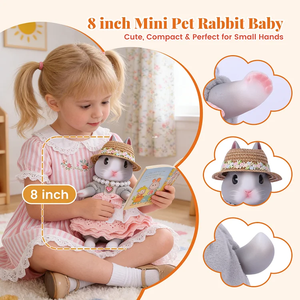 Muñeca de Conejito de Vinilo Suave de 8 Pulgadas Babeside, Juguete de Conejito Hecho a Mano con Vestido Bonito, Muñeca de Compañía para Niños, Regalo - Product Image 4