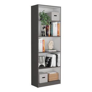 Set di Librerie Bartow in 3 Pezzi, Grigio Opaco e Bianco, Larghezza 188 cm con 14 Ripiani per Soggiorno - Product Image 6