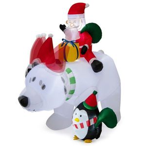 Decorazione Natalizia Gonfiabile in PVC di 2,1 Metri: Babbo Natale a Cavallo su Orso - Product Image 3