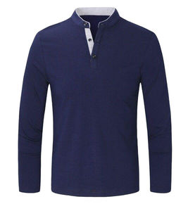 Mens Long Sleeve Henley <b>Shirt</b> Slim Fit Casual Solid Color <b>Half</b> Placket <b>Button</b> Collar Lightweight Breathable Everyday Wear Top - Product Image 3