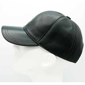 Casquette de baseball en cuir vert foncé de qualité supérieure, logo brodé en 3D, respirante, imperméable, unisexe, boucle métallique, coupe élégante, design personnalisé - Product Image 4