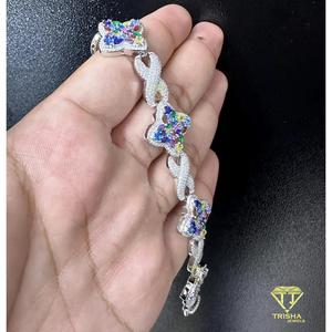 Bracelet Infini en Moissanite VVS Premium, Argent Sterling 925, Pierres Colorées en Grappe, Bijou Élégant Effet Glacé - Product Image 6