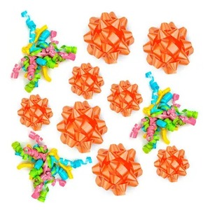 Custom <b>Orange</b> Star Bow Gift Ribbons Solid Color <b>Paper</b> Decorative for Birthday Packaging and Wedding Decoration - Product Image 1