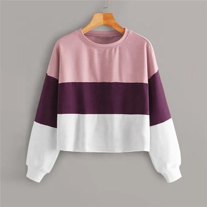 Women's Solid Crew Neck Sweatshirt Long Sleeve Knitted Cotton Workwear Embroidery Front Logo Autumn Wear - Product Image 1