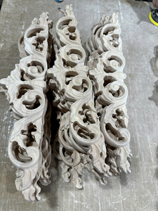Applique décorative sculptée en bois massif de caoutchouc avec motif floral pour armoires de cuisine - Product Image 5
