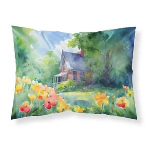 Massachusetts Mayflowers acuarela ilustraciones decorativas funda de almohada ligera y súper suave fácil cuidado tamaño estándar almohada - Product Image 1