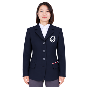 Navy Blue Printed <b>Women's</b> Equestrian <b>Jacket</b> Tailored Riding Blazer Professional Horse Riding Competition Coat Quick Dry - Product Image 1