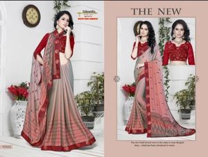 LeBeLe - Nuevo Sari de Chifón con Lentejuelas Estilo Bollywood para Mujer, Diseño Personalizado, Secado Rápido, Protección Solar, para Fiestas - Product Image 5