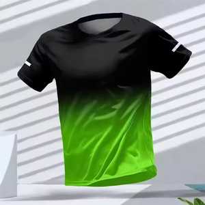 Camiseta Deportiva de Tenis para Hombre, Cuello Redondo, Manga Corta, Color Degradado, Absorbe la Humedad, Ajuste Atlético, 100% Poliéster - Product Image 4