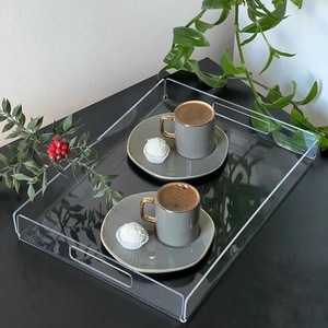 Bandeja Ovalada de Acrílico Transparente con Asas de ILAHI, Ligera, Artística, Estilo Folclórico, Organizador Decorativo para Pascua y Decoración del Hogar - Product Image 2