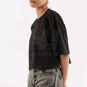 T-shirt court pour femme, look simple et sobre, basique, élégant, décontracté, coupe douce et confortable - Product Image 3