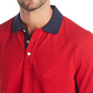 Camisa Polo Roja Sólida para Hombre, Cuello en Contraste, Manga Corta, Transpirable, Informal, para Verano, Golf, Tenis - Product Image 4