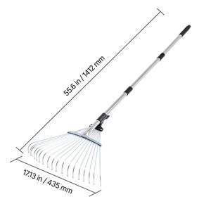 Rastrello da Giardino Resistente con 18 Denti Metallici, Testa in Plastica Regolabile da 7,7 Pollici e Manico Lungo da 32,3 a 55,6 Pollici per Prati - Product Image 3