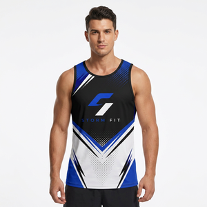 Camiseta sin mangas Storm Fit para hombre, con estampado por transferencia térmica, 100% poliéster, de secado rápido, cuello redondo, para entrenamiento, gimnasio, ropa deportiva, 180g - Product Image 2