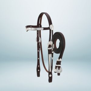 ชุดหนังหุ้มหัวแบบตะวันตกเข็มขัดหนังพรีเมี่ยมพร้อมบังเหียนและหัวเข็มขัดแบบปรับได้ - Product Image 1