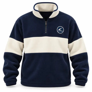 Plain Dyed Embroidered <b>Men</b> Polar <b>Fleece</b> Jacket Polyester Cotton 240 Grams Full Zip Crew Neck <b>Navy</b> Casual Custom Logo - Product Image 3