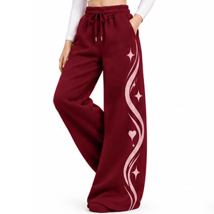 <b>Womens</b> Fleece Flare <b>Trousers</b> Embossed Design Wide Leg Casual Sweatpants Custom Wholesale Supplier OEM ODM Clothing Manufacturer - Product Image 1