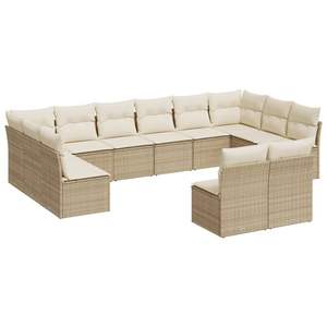 Conjunto de Sofás Modulares Grandes de Ratán Sintético Beige para Jardín, Muebles de Jardín Modulares Cómodos - Product Image 2