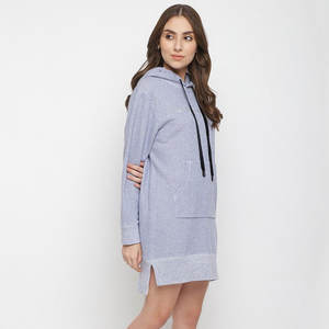 Sudadera con capucha de manga larga estampada para mujer, estilo urbano, venta al por mayor, vestido de invierno, sudadera larga de forro polar 100% algodón - Product Image 3