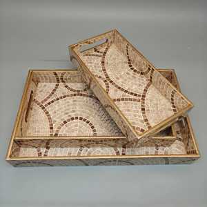 Bandeja de Servir de Madera con Esmalte Meena, Decorativa, Hecha a Mano, Organizador de Cocina y Comedor, Colección de Lujo - Product Image 6