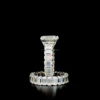 Bague de fiançailles de luxe taille émeraude Moissanite diamant 925 bague de mariage en argent ensemble pour les Couples